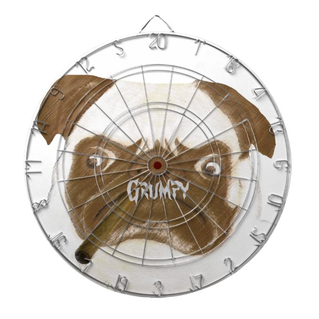 Personalized Grumpy Puggy with Cigar Dartboard (Front)
