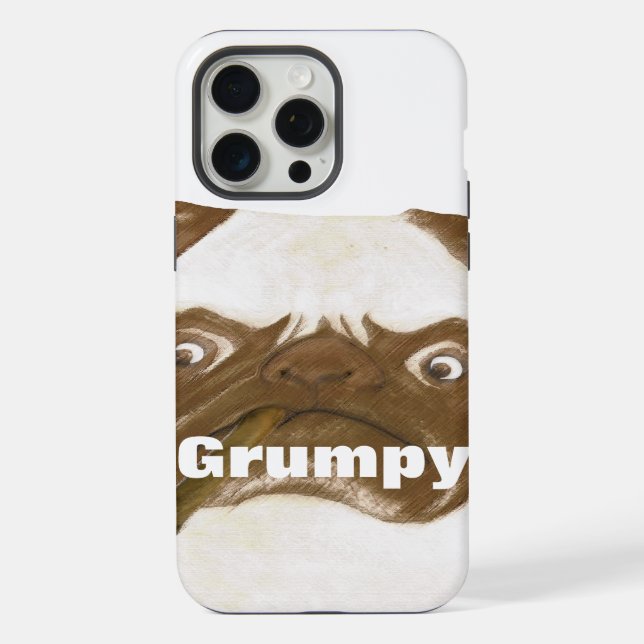 Personalized Grumpy Puggy with Cigar iPhone Case (Back)