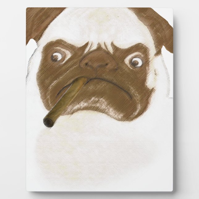Personalized Grumpy Puggy with Cigar Plaque (Front)
