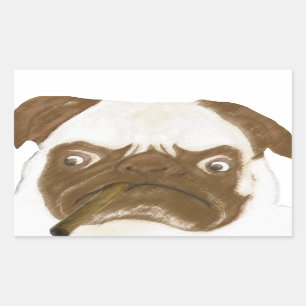 Personalized Grumpy Puggy with Cigar Sticker