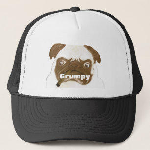 Personalized Grumpy Puggy with Cigar Trucker Hat