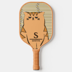 Personalized Grumpy Yellow Cat Pickleball Paddle
