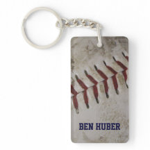 Personalized Grunge Dirty Baseball Key Chain