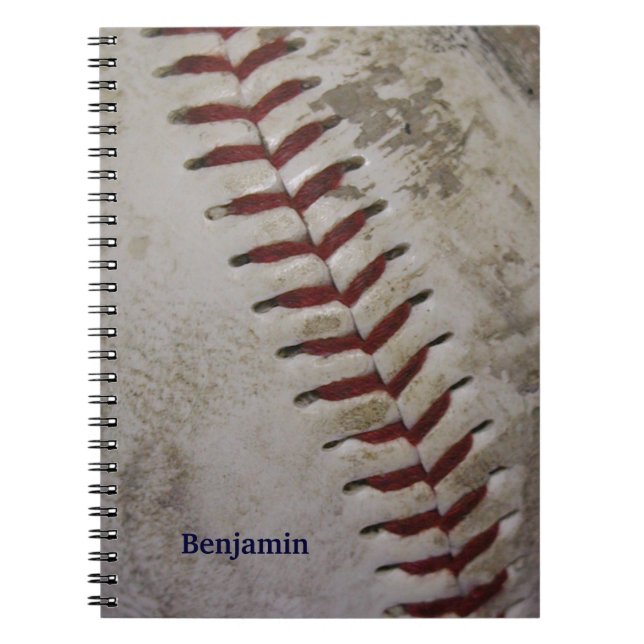 Personalized Grungy Dirty Baseball Spiral Notepad Notebook (Front)