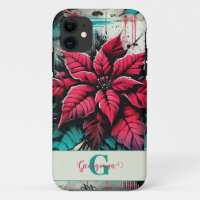 Personalized Grungy Poinsettia Floral Graffiti