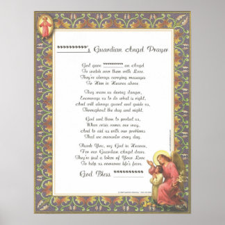 Personalized Guardian Angel Baptism Birth Prayer Poster