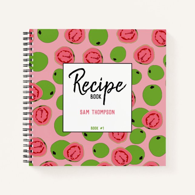Personalized Guava Fruit Pattern Recipe Cookbook Notebook (Front)