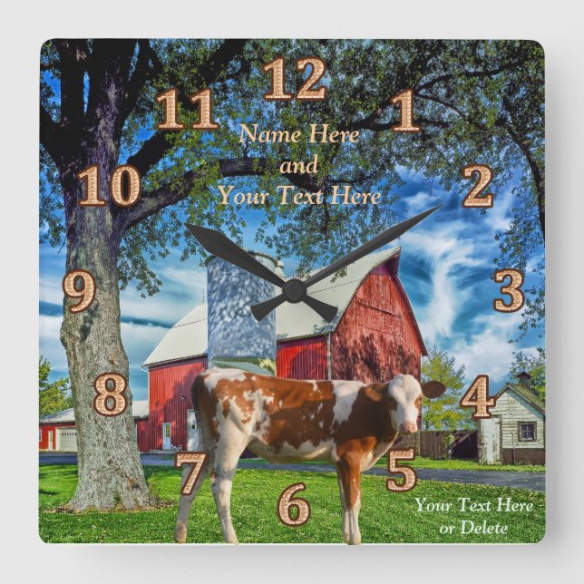 Personalized Guernsey Cow and Farm Clocks (Front)