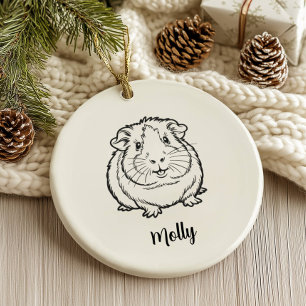 Personalized Guinea Pig Christmas Ceramic Ornament