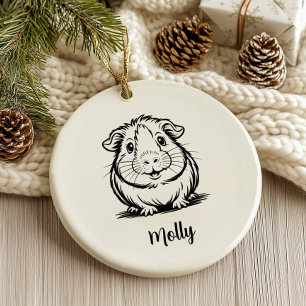 Personalized Guinea Pig Christmas Ceramic Ornament