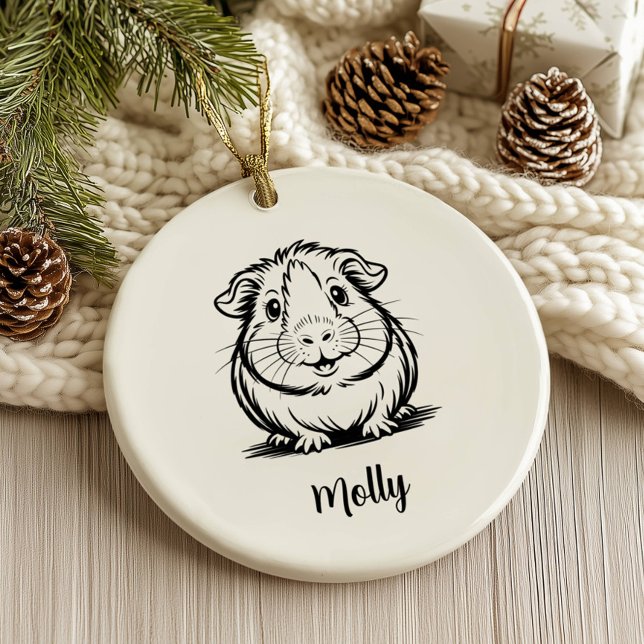 Personalized Guinea Pig Christmas Ceramic Ornament (Creator Uploaded)