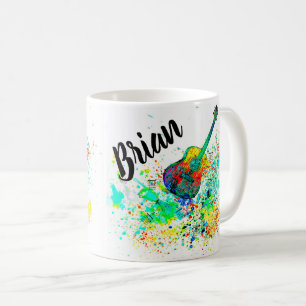 Personalized Guitar and chords splatter Coffee Mug