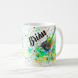 Personalized Guitar and chords splatter Coffee Mug