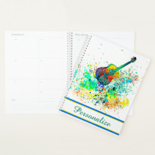 Personalized Guitar and chords splatter Planner