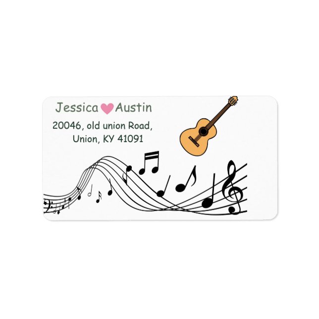 Personalized Guitar Music Return Address Labels   (Front)