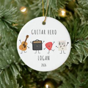 Personalized Guitar Player Christmas Ornament