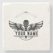 Personalized Guitar Player Gift Stone Coaster