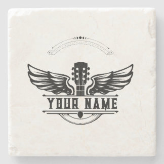 Personalized Guitar Player Gift Stone Coaster