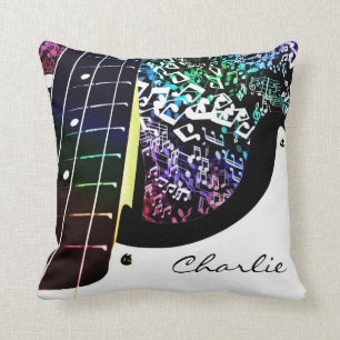 Personalized Guitar Rainbow Music Notes Pillow