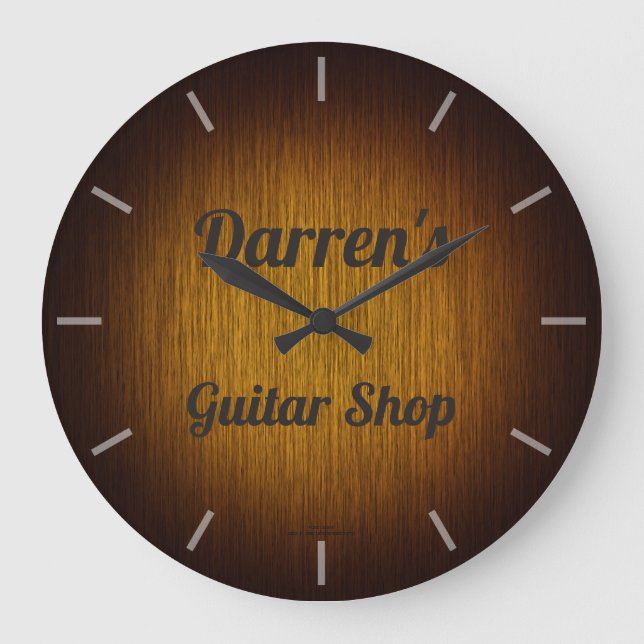 Personalized Guitar Shop Tobacco Sunburst Clock (Front)