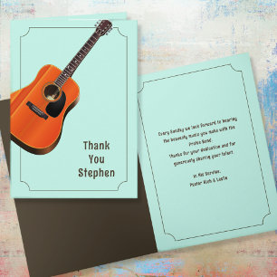 Personalized Guitar Thank You Musician Message Card