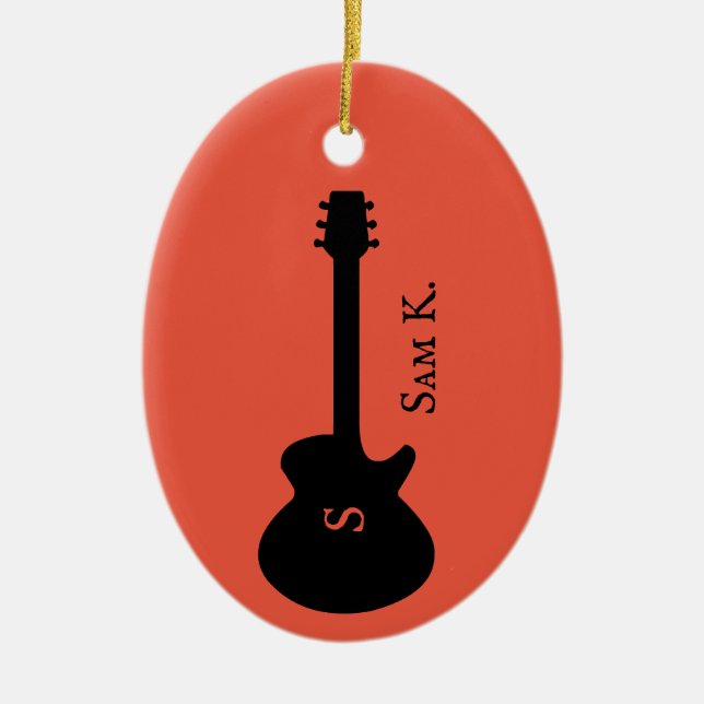 Personalized guitar-themed music ceramic ornament (Front)