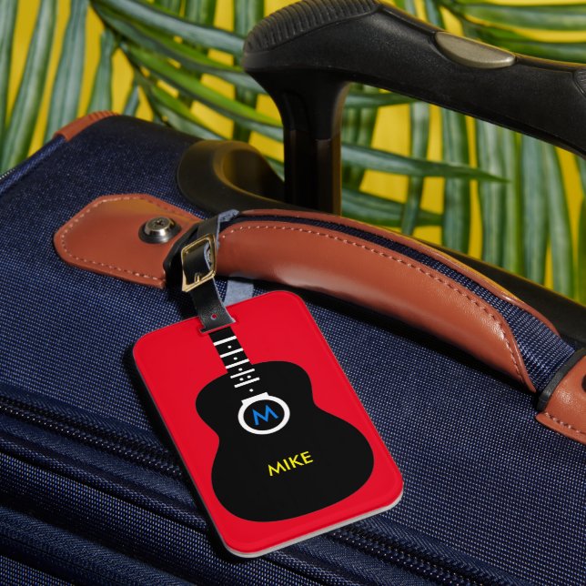 Personalized guitar-themed music luggage tag (Front Insitu 1)