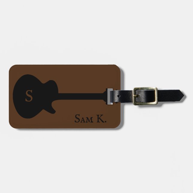 Personalized guitar-themed music luggage tag (Front Horizontal)