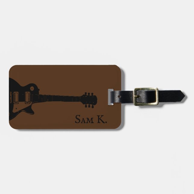 Personalized guitar-themed music luggage tag (Front Horizontal)