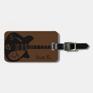 Personalized guitar-themed music luggage tag