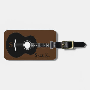 Personalized guitar-themed music luggage tag