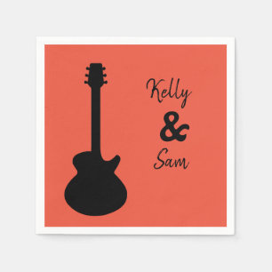 Personalized guitar-themed music napkin