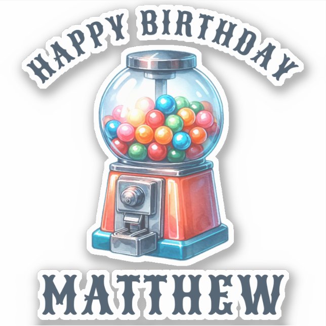 Personalized Gumball Machine Happy Birthday (Front)