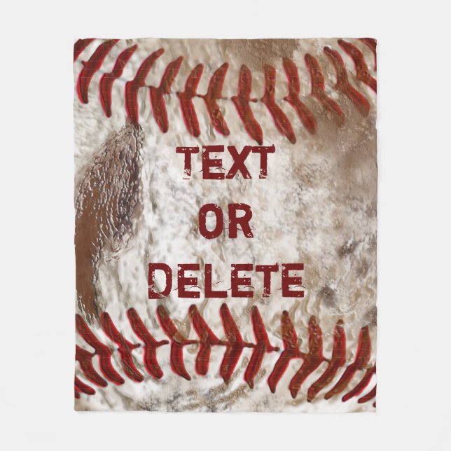 Personalized Guys Grunge Baseball Fleece Blanket (Front)