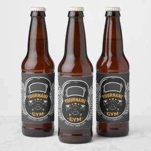 Personalized GYM Fitness Trainer Kettlebell Beer Bottle Label