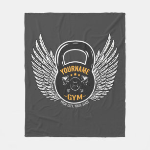 Personalized GYM Fitness Trainer Kettlebell Fleece Blanket