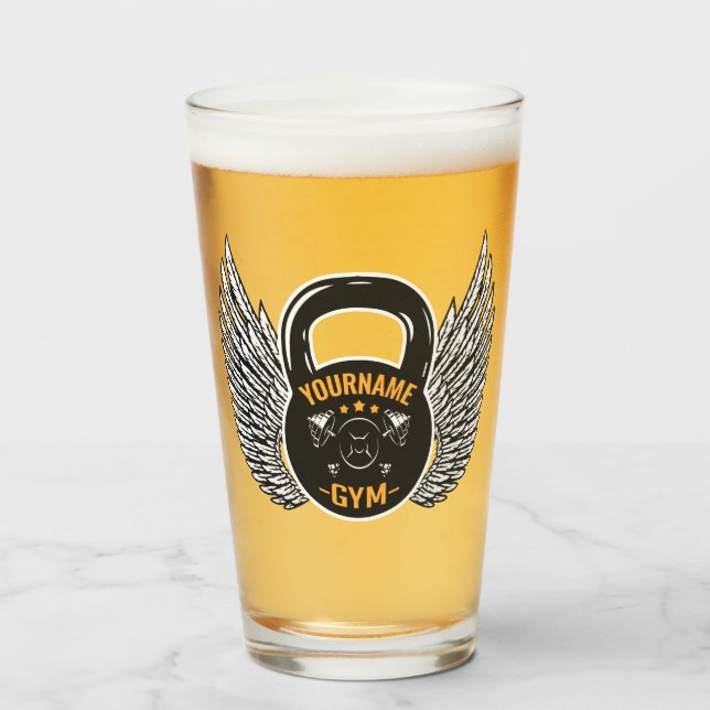 Personalized GYM Fitness Trainer Kettlebell  Glass (Front Filled)