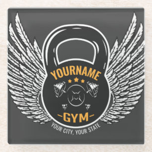 Personalized GYM Fitness Trainer Kettlebell Glass Coaster