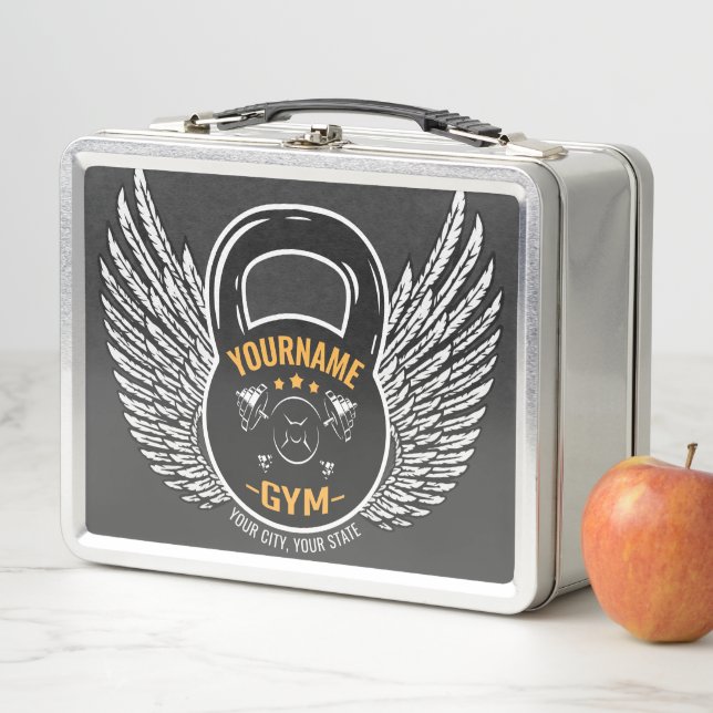 Personalized GYM Fitness Trainer Kettlebell  Metal Lunch Box (In Situ)