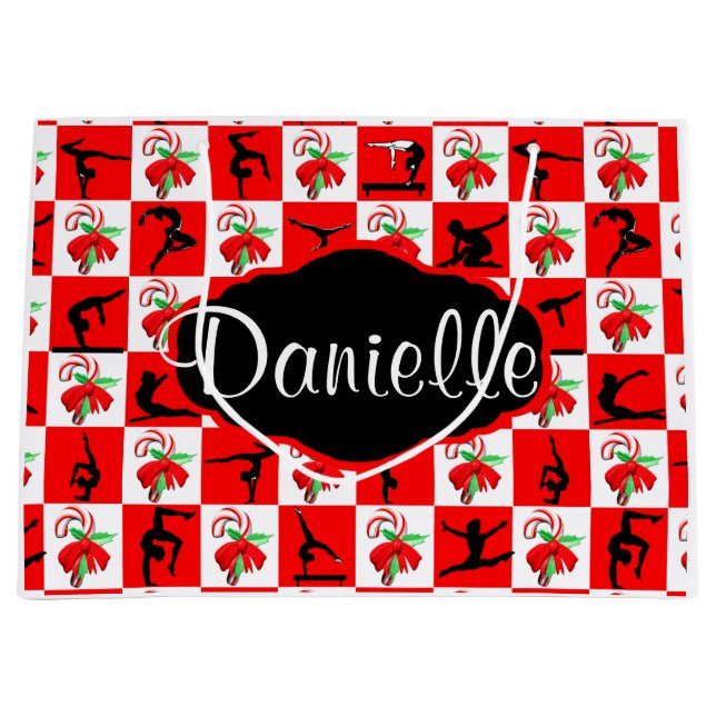 PERSONALIZED GYMNAST CHRISTMAS CANDY CANE GIFT BAG (Front)