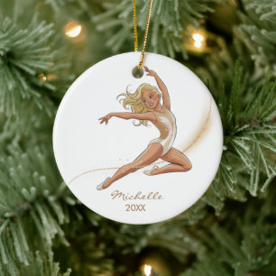 Personalized Gymnast gymnastics Girl Christmas  Ceramic Ornament