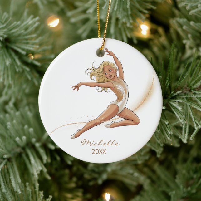 Personalized Gymnast gymnastics Girl Christmas  Ceramic Ornament (Tree)