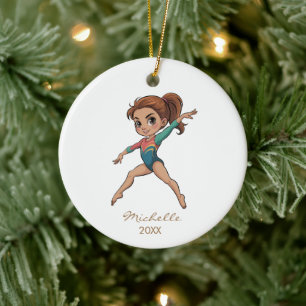 Personalized Gymnast gymnastics Girl Christmas   Ceramic Ornament