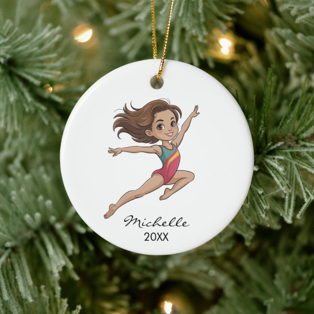  Personalized Gymnast gymnastics Girl Christmas  Ceramic Ornament (Tree)