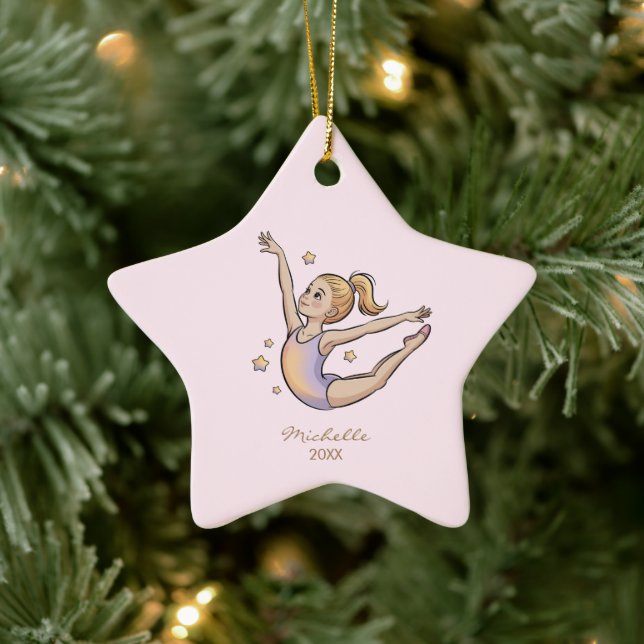 Personalized Gymnast gymnastics Girl Christmas  Ceramic Ornament (Tree)