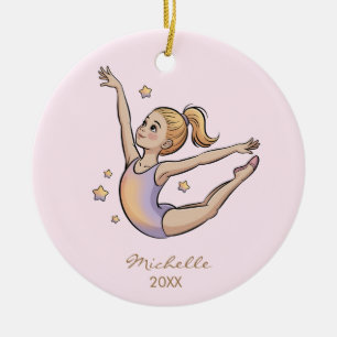 Personalized Gymnast gymnastics Girl Christmas  Ceramic Ornament