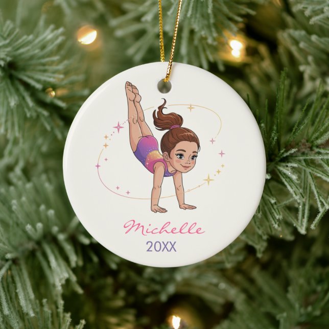 Personalized Gymnast gymnastics Girl Christmas     Ceramic Ornament (Tree)