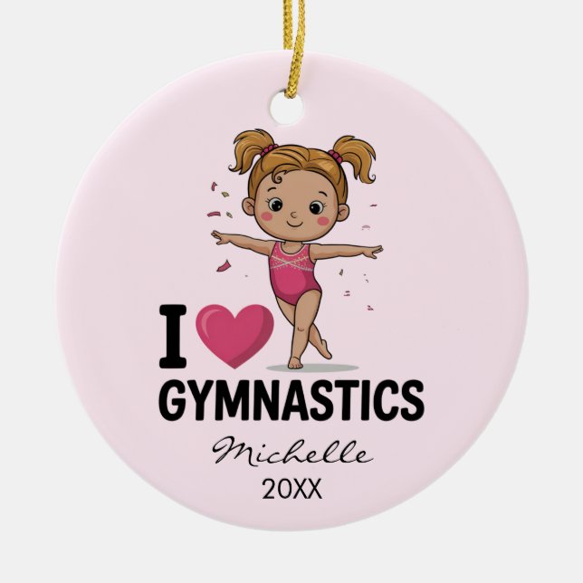 Personalized Gymnast gymnastics Girl Christmas     Ceramic Ornament (Front)