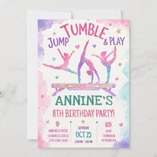 Personalized Gymnast tumbler birthday Invitation