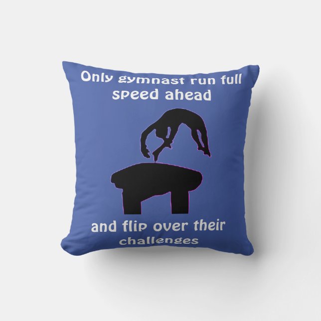 Personalized Gymnast Vault Message Gymnastics Throw Pillow (Front)